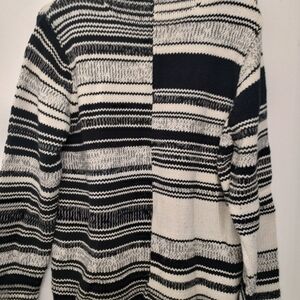 Women's Black and White Striped Sweater